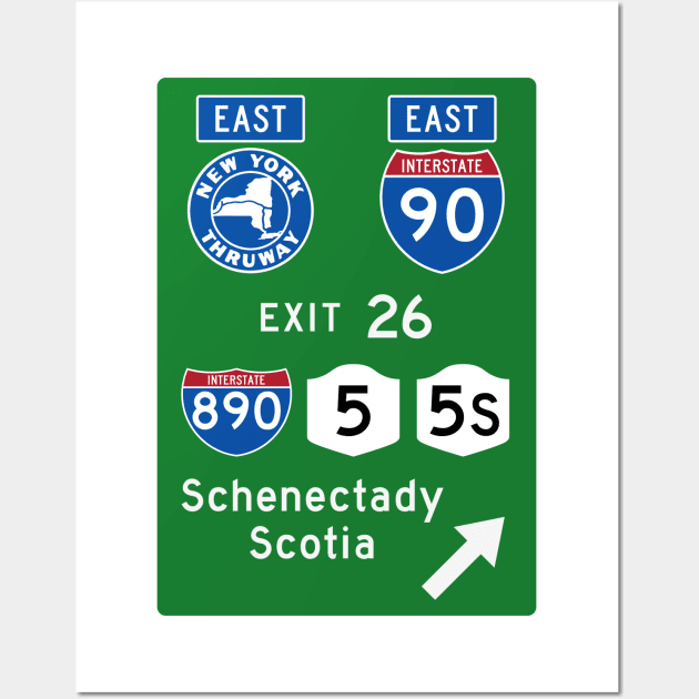 New York Thruway Eastbound Exit 26: Schenectady Scotia I-890 NY Rte 7, 5S Wall Art by MotiviTees